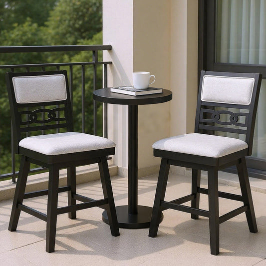 25 Inch Bar Stools Set of 2 with Upholstered Backrest and 360¬∞ Rotation Seat-Black - Tampa Home & Garden Store