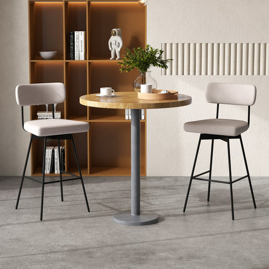 29 Inch Counter Height Upholstered Swivel Bar Stool Set of 2-beige - Tampa Home & Garden Store