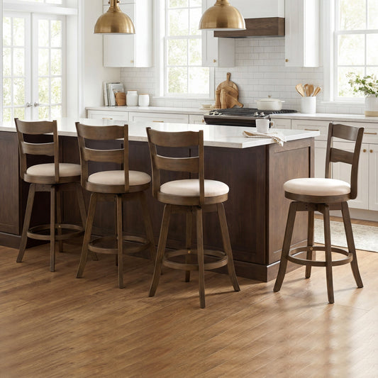 25 Inch Swivel Counter Barstools with Backrest & Upholstered Seat - Tampa Home & Garden Store
