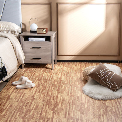 25 losetas de espuma con diseño de grano de madera para piso con bordes - Natural