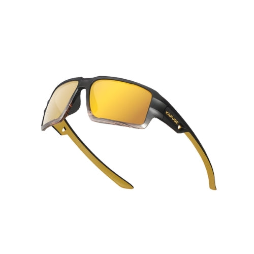 Kapvoe High Quality Polarized Sunglasses black frame yellow temples UV400 lenses BikerZoneZ on Tampa Home & Garden Store