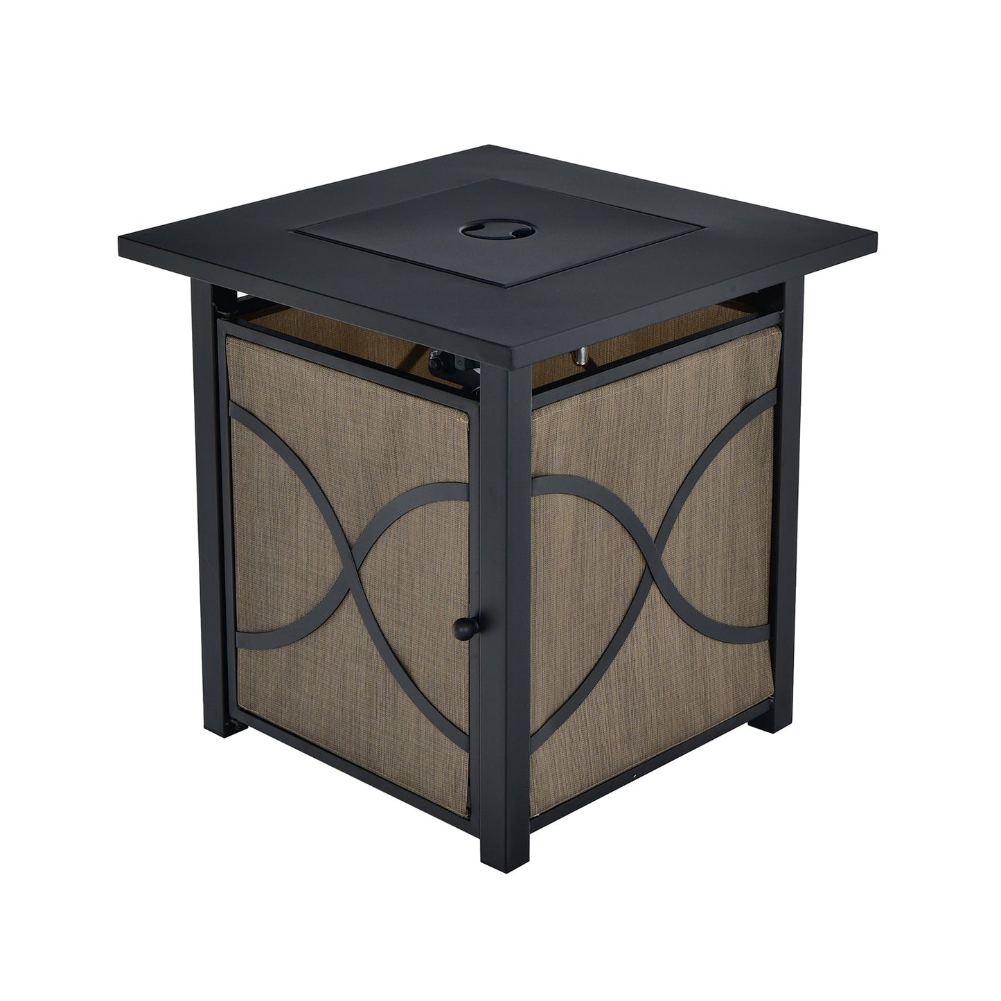 Mesa fogonera de propano de 25 pulgadas y 40000 BTU con tapa y cristal refractario