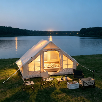 Waterproof Inflatable Camping Tent and Base Mat