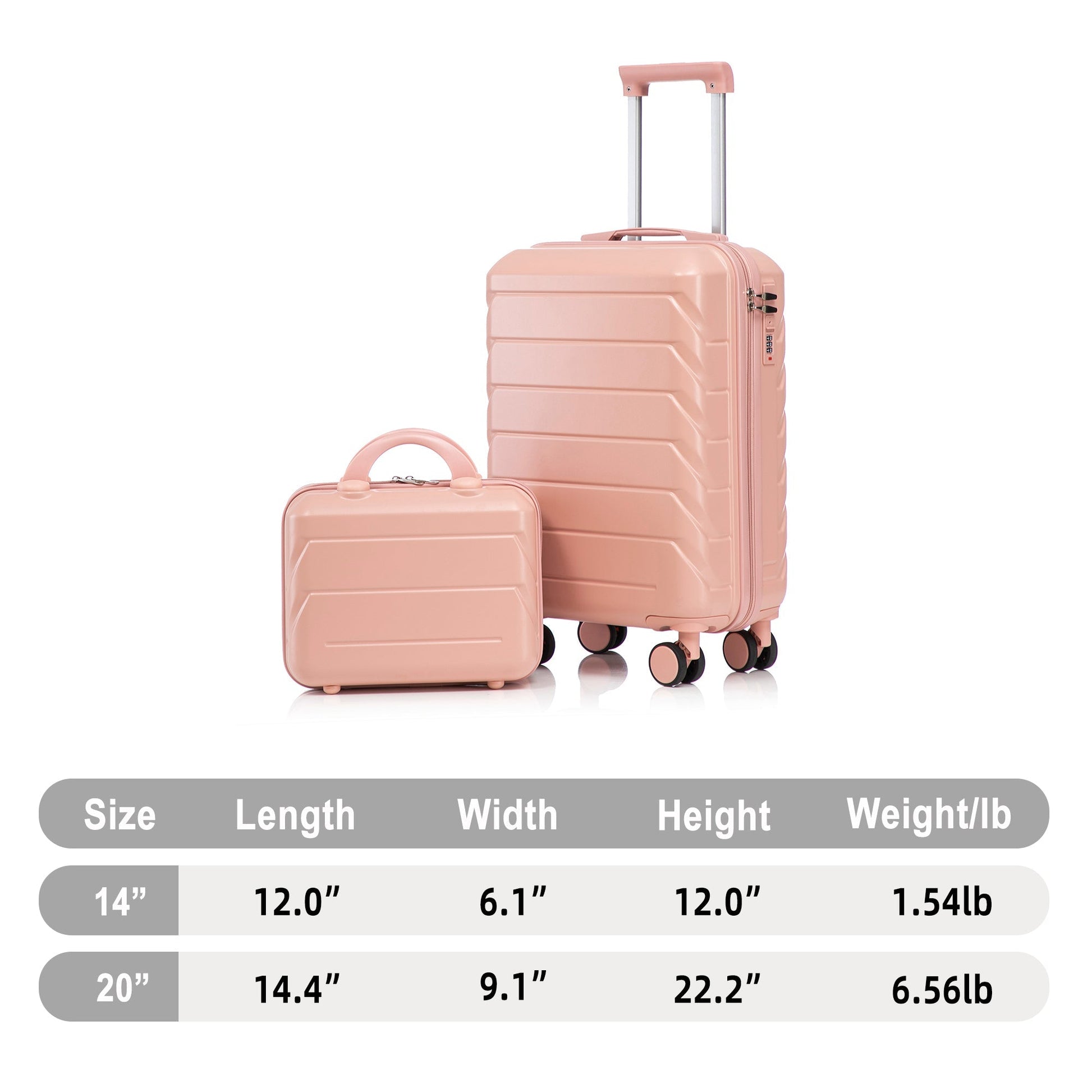 2-Piece ABS Spinner Luggage Set in pink by HouseOfZazla with combination lock and spinner wheels on Tampa Home & Garden Store