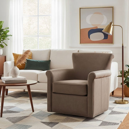 Westly Swivel Accent Chair taupe with 360-degree swivel base for living room seating on Tampa Home & Garden Store