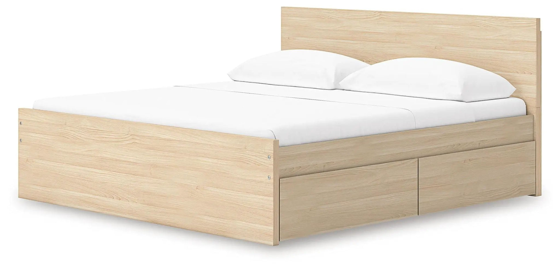 Onita Panel Platform Bed in light oak with storage drawers on Tampa Home & Garden Store