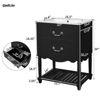 Wave Design Bathroom Vanity with Sink and Drawers