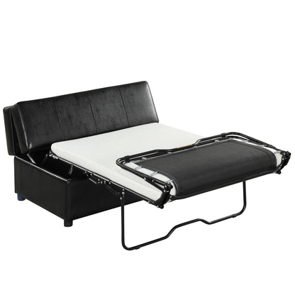 Twin size folding ottoman sleeper bed by HouseOfZazla with white mattress and black faux leather on Tampa Home & Garden Store