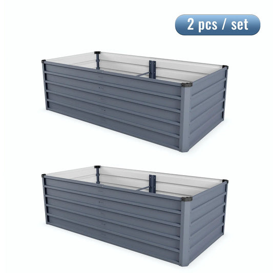 Outdoor garden bed raised planter in gray panels, 2-piece set by Unique Piece Furniture on Tampa Home & Garden Store