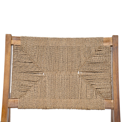 Outdoor dining set with acacia wood and teak finish rope-woven seating close-up by HouseOfZazla on Tampa Home & Garden Store