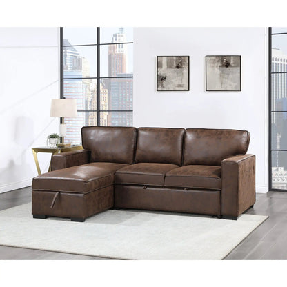 Territory pull-out sofa bed, brown leather sleeper sectional by Unique Piece Furniture on Tampa Home & Garden Store