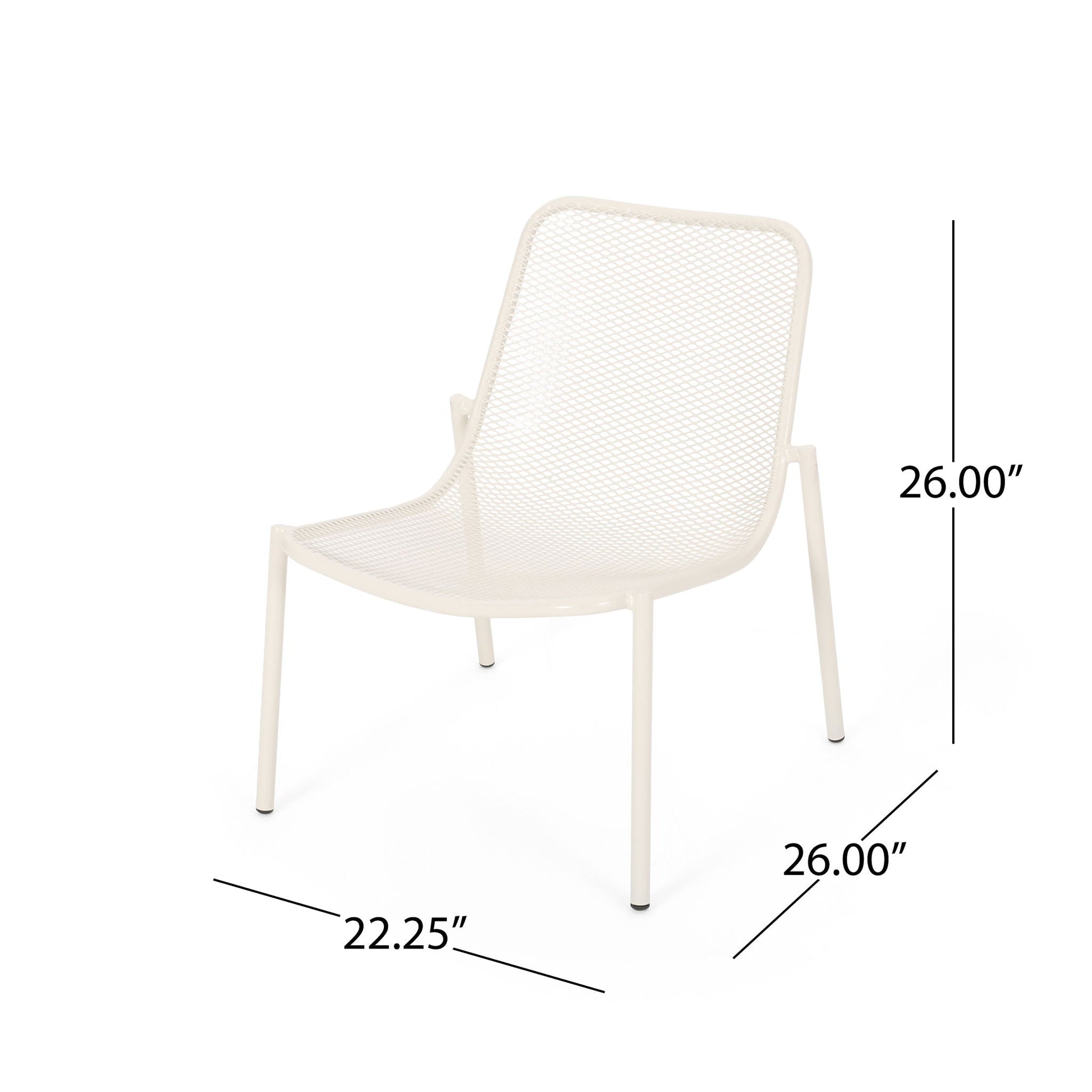 Kincaid Stackable Iron Chair, cream outdoor armless chair with mesh back by HouseOfZazla on Tampa Home & Garden Store