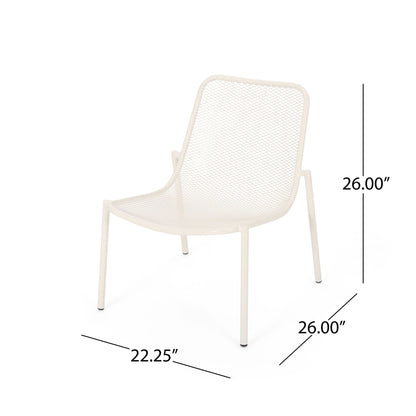 Kincaid Stackable Iron Chair, cream outdoor armless chair with mesh back by HouseOfZazla on Tampa Home & Garden Store