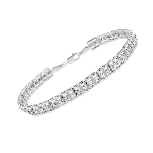 Diamond double-link tennis bracelet in .925 sterling silver, 7in, 1/10 cttw, Bids.com on Tampa Home & Garden Store