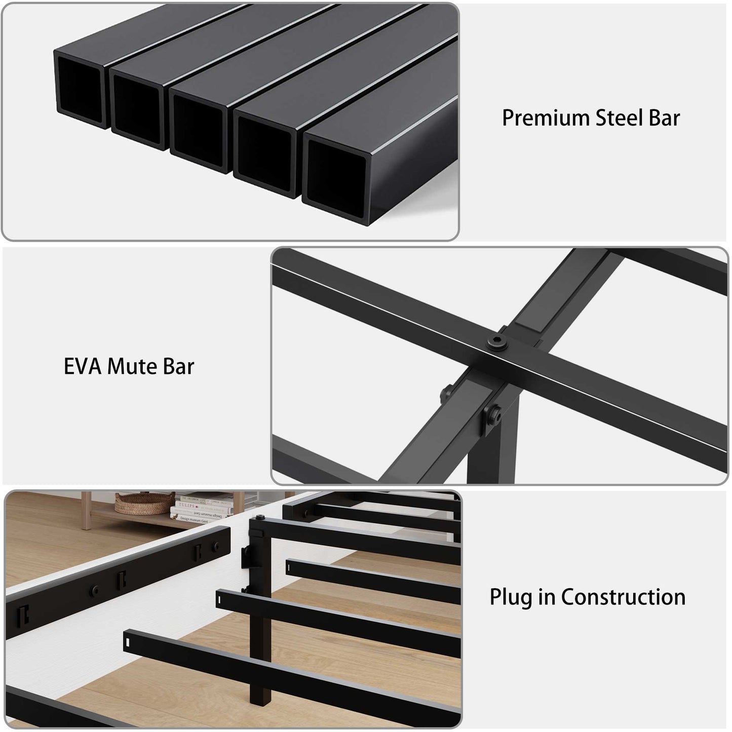 King Wood Platform Bed and Headboard Storage