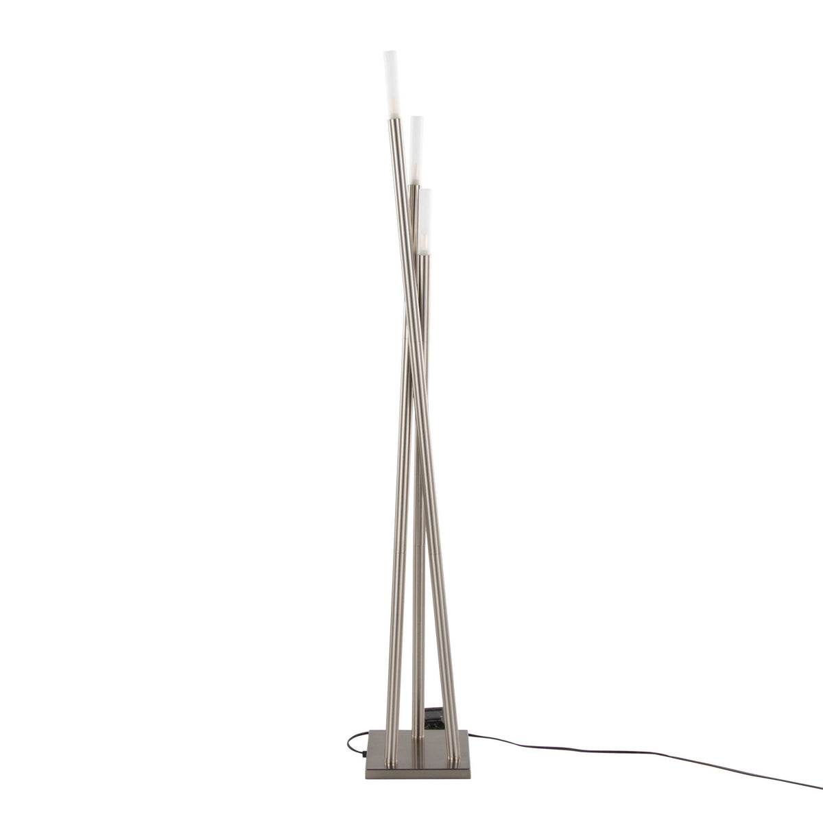 Icicle nickel floor lamp with glass cylinders and square base on Tampa Home & Garden Store