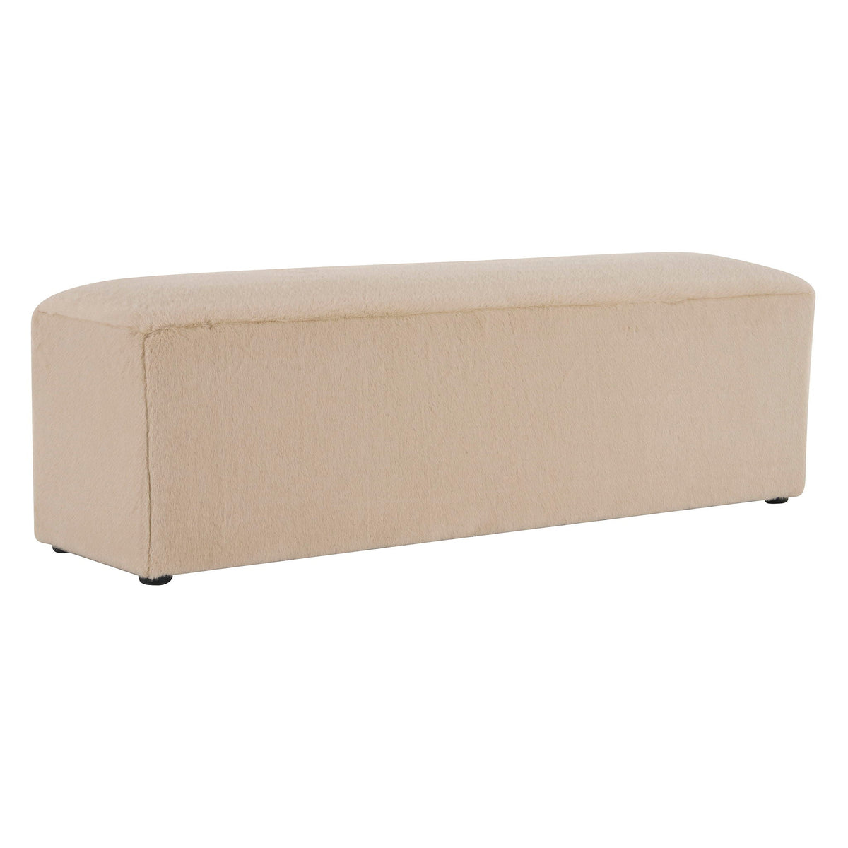 Long plush almond ottoman upholstered bench with ergonomic seat height by HouseOfZazla on Tampa Home & Garden Store