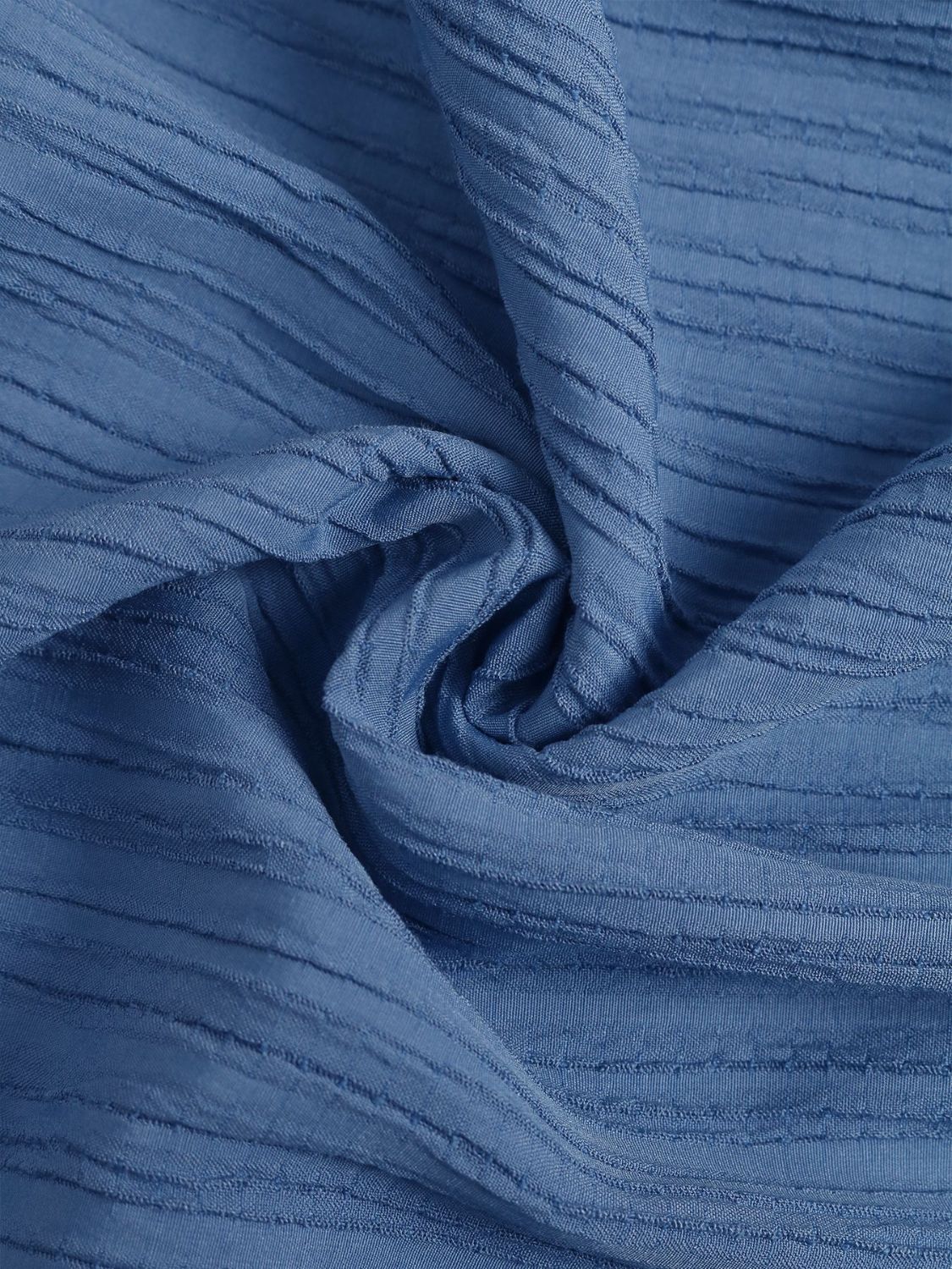 Dusty blue dress fabric close-up with textured horizontal stripes Stevvex on Tampa Home & Garden Store