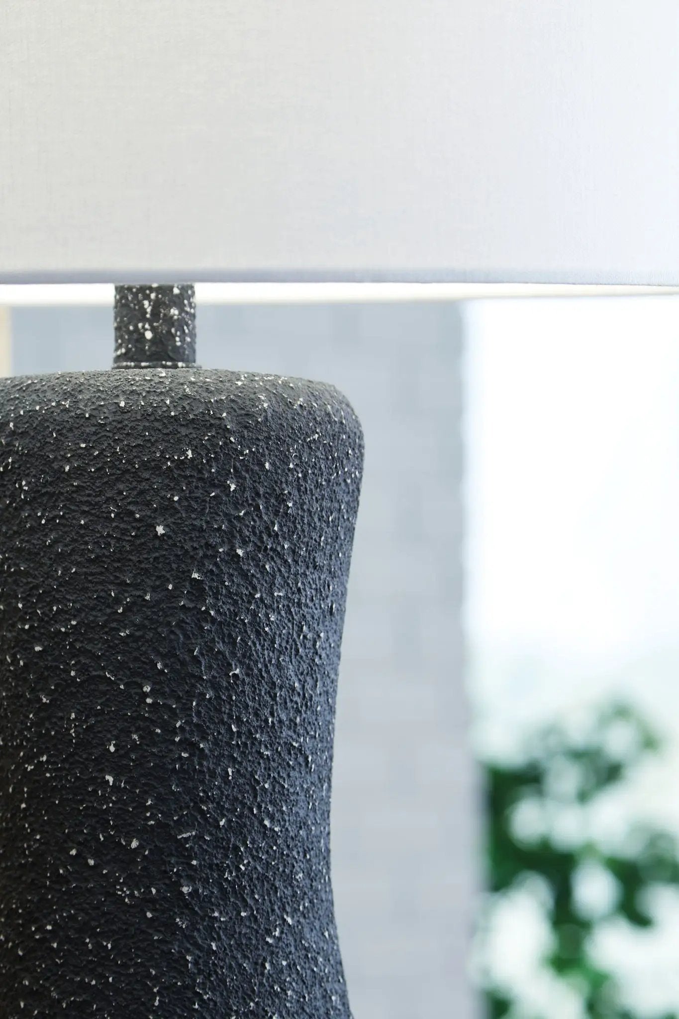 Maykins metal table lamp black with speckled base and gray shade by Unique Piece Furniture on Tampa Home & Garden Store