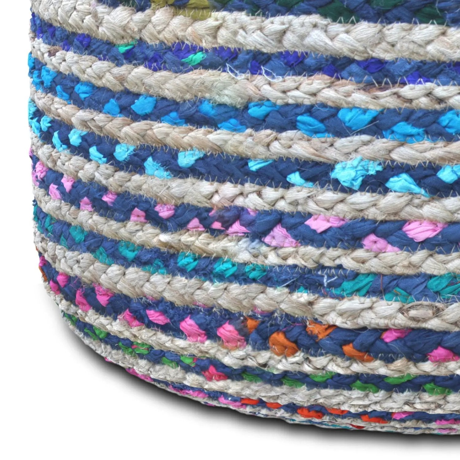 Margo Handcrafted Round Pouf braided jute rope with stripes by Unique Piece Furniture on Tampa Home & Garden Store