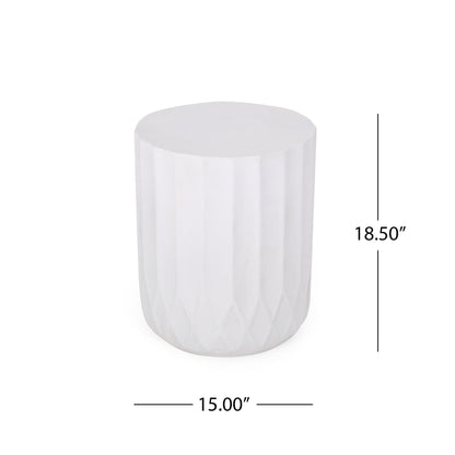 Outdoor End Table With A Scallop Edge In White