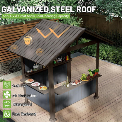 9.4x6.2 ft hardtop grill gazebo with storage shelves, resin shade system, galvanized steel roof on Tampa Home & Garden Store