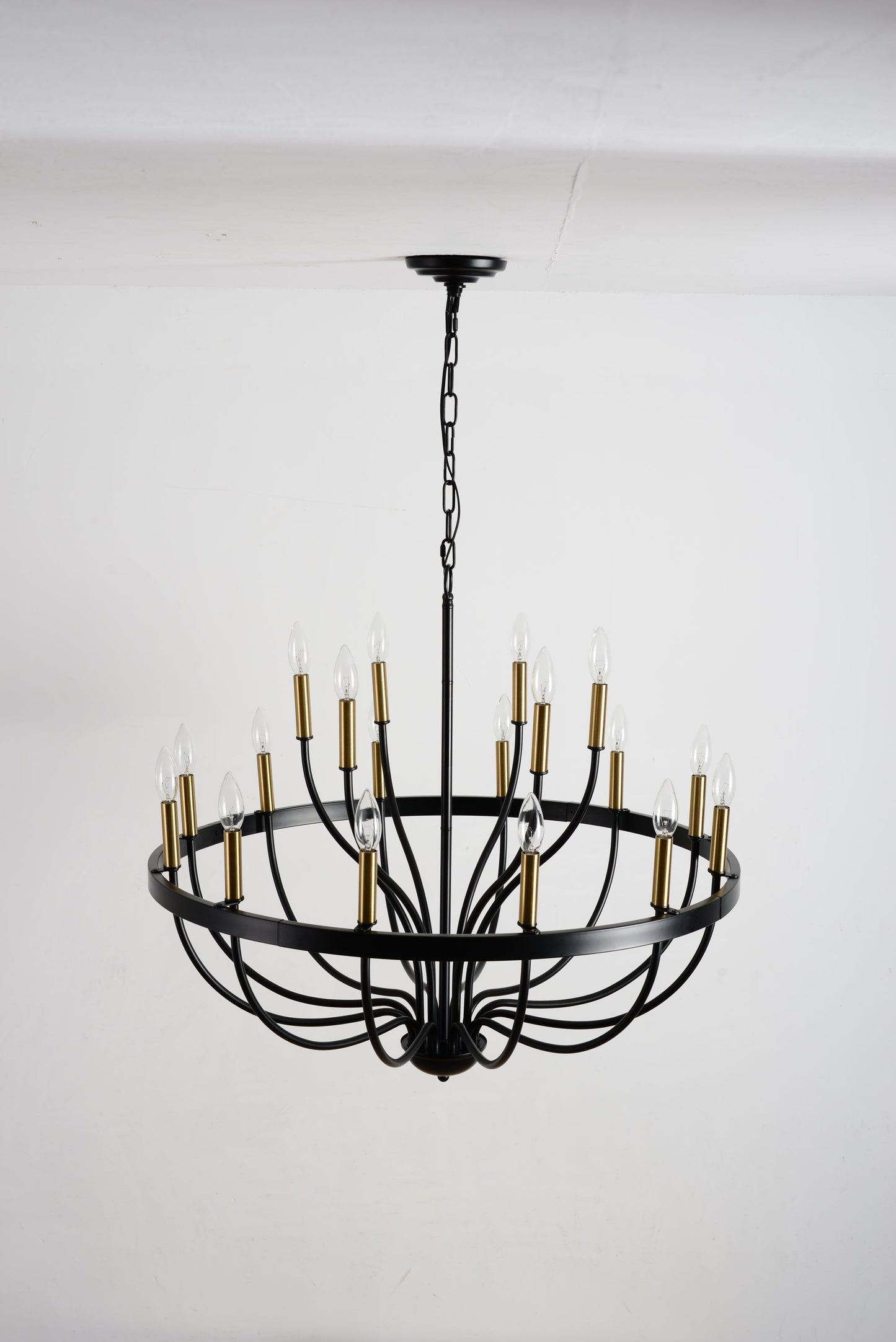 15-light black iron chandelier with brass candle sleeves, industrial farmhouse by HouseOfZazla on Tampa Home & Garden Store