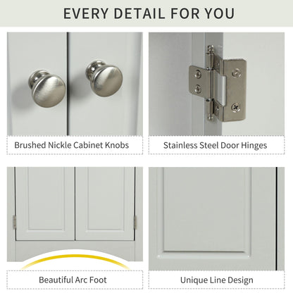 Triangle bathroom storage cabinet with adjustable shelves; brushed nickel knobs, arc foot on Tampa Home & Garden Store