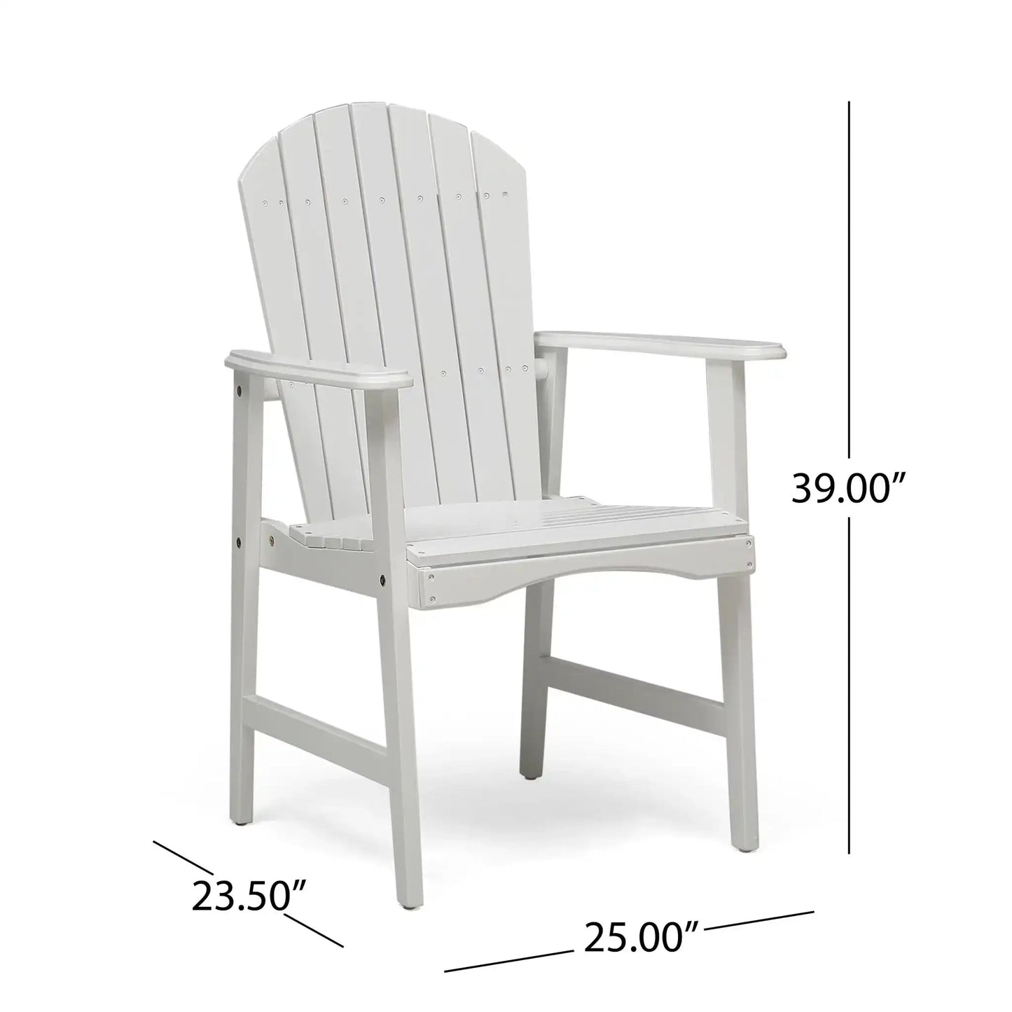 Outdoor weather resistant acacia wood Adirondack dining chair by HouseOfZazla in white on Tampa Home & Garden Store