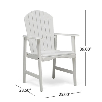 Outdoor weather resistant acacia wood Adirondack dining chair by HouseOfZazla in white on Tampa Home & Garden Store
