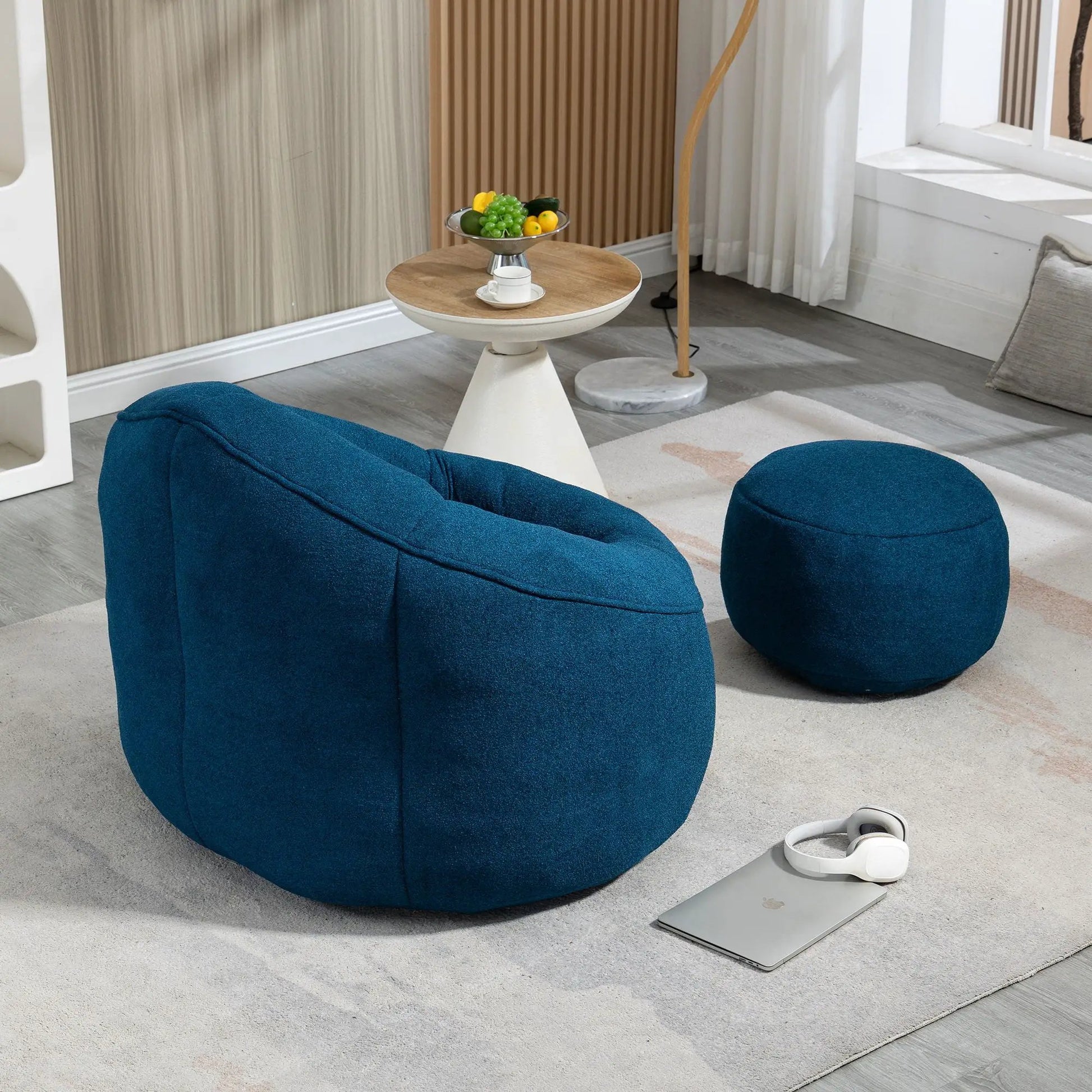 Bedding Bean Bag Sofa Chair with Footrest in blue fabric by Unique Piece Furniture on Tampa Home & Garden Store