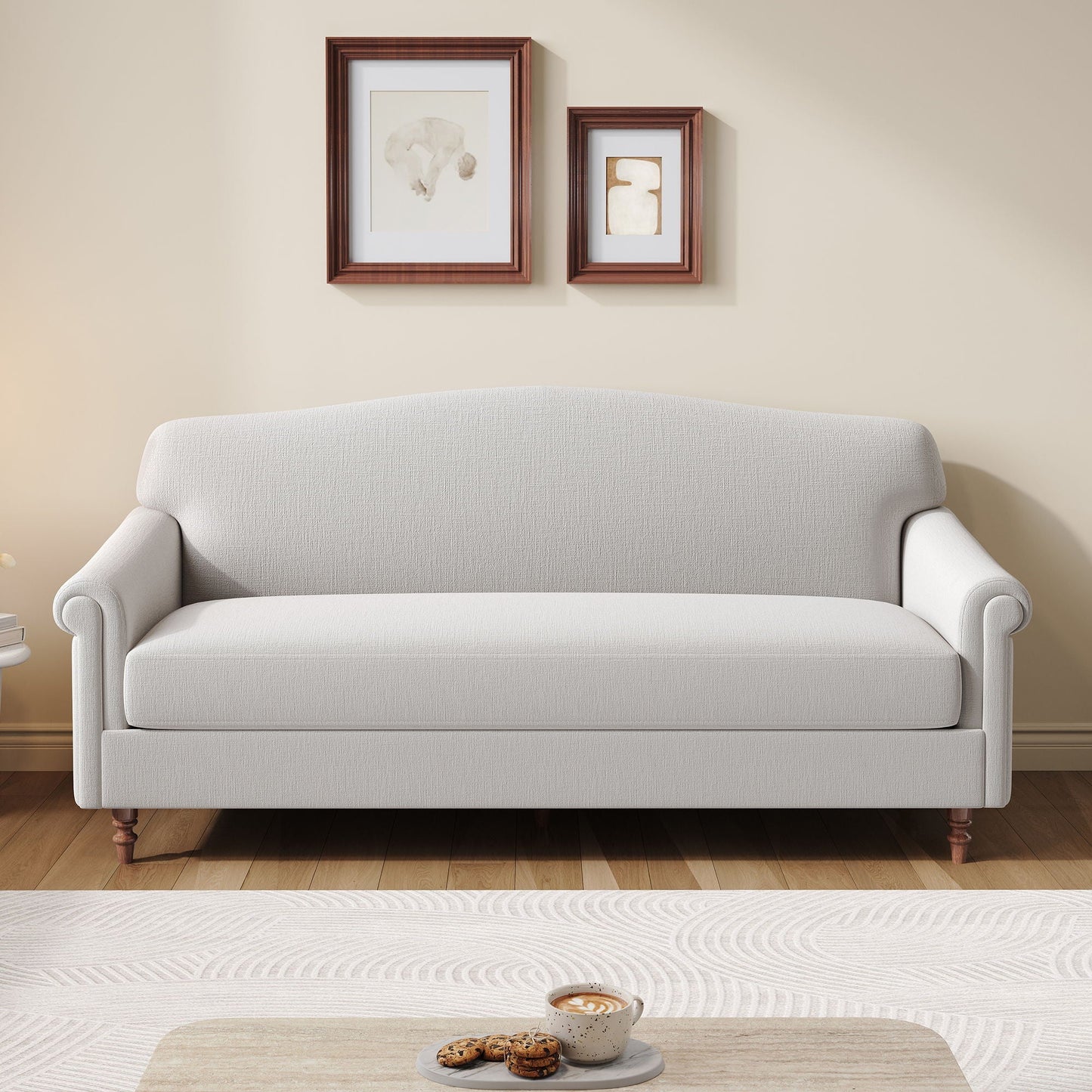 Loveseat sofa 2 seater in light gray fabric with rolled arms by HouseOfZazla on Tampa Home & Garden Store