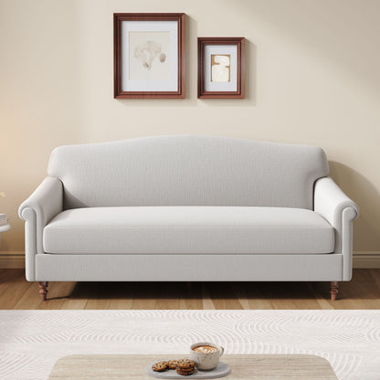 Loveseat sofa 2 seater in light gray fabric with rolled arms by HouseOfZazla on Tampa Home & Garden Store