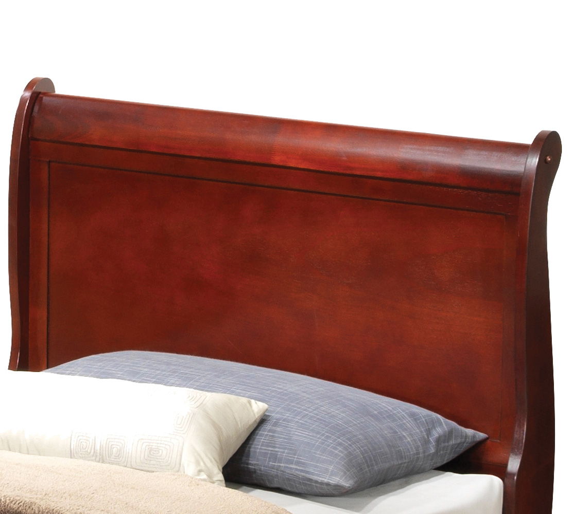 Panel Sleigh Bed headboard in warm cherry finish with curved posts HouseOfZazla on Tampa Home & Garden Store