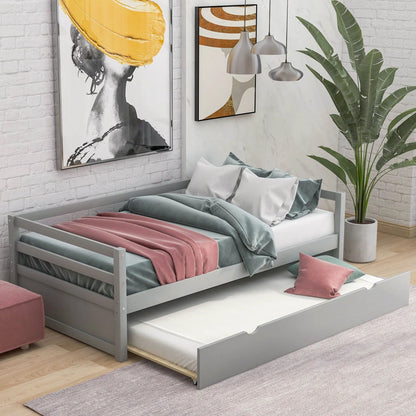 Twin Daybed with Trundle Frame and Solid Pine