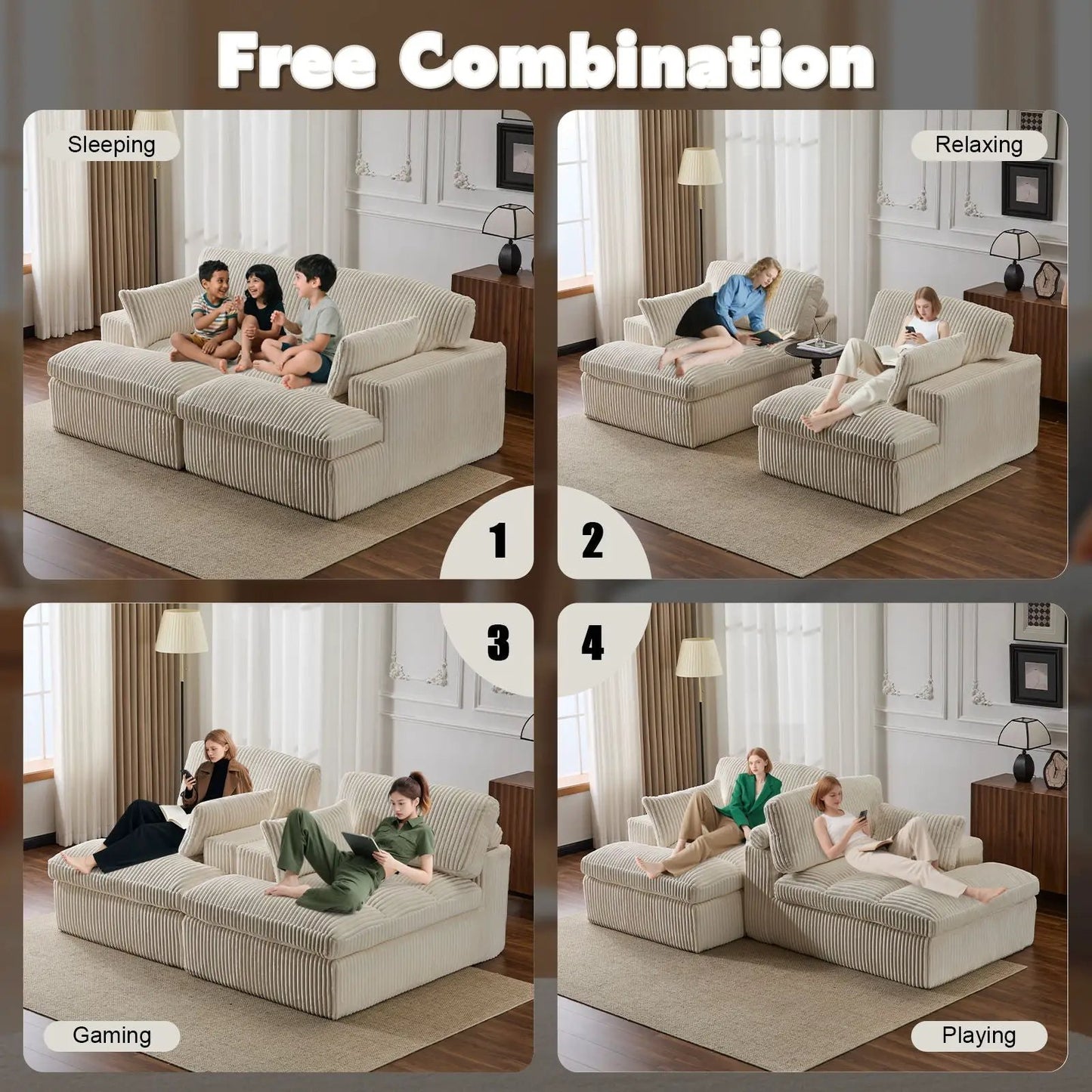 Oversized Double Chaise Lounge Chair Upholstered
