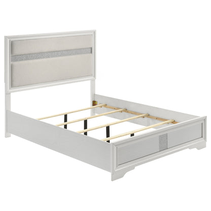 Annie Upholstered Panel Bed and Glitter Stripe