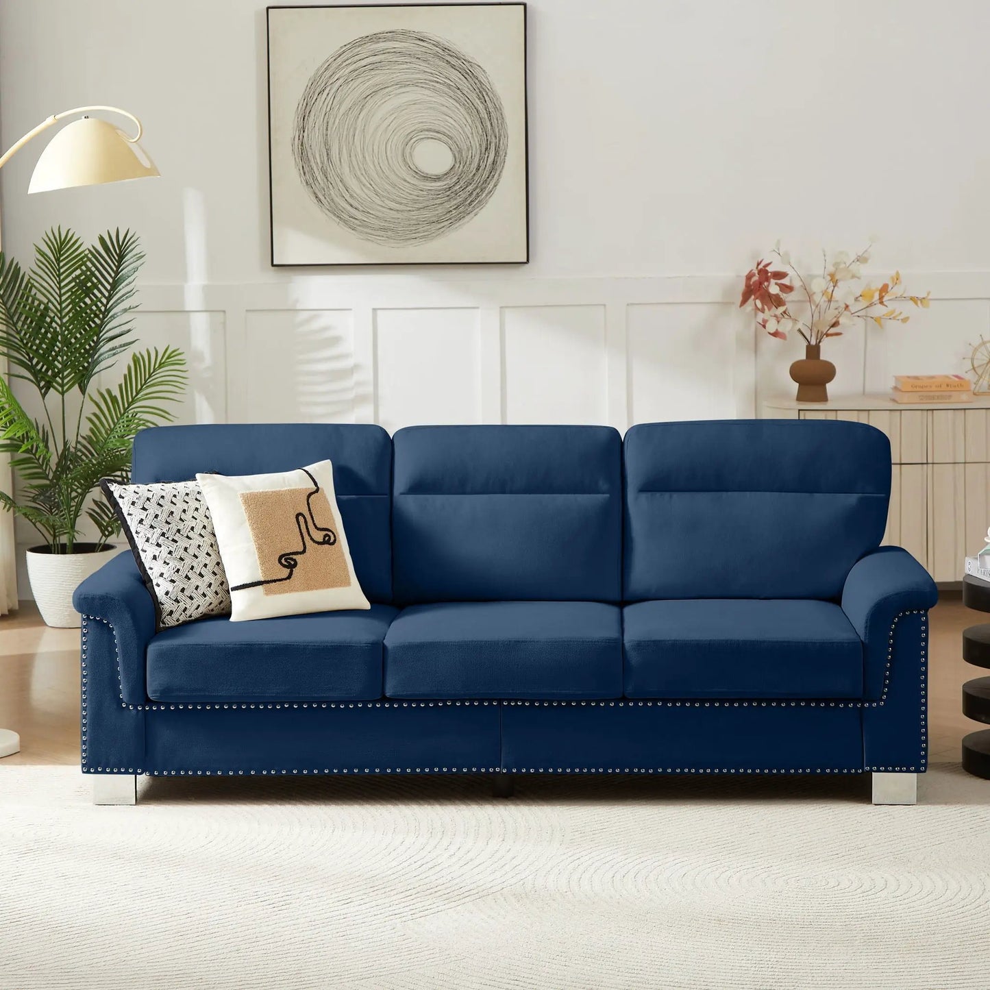Three Seater Elegant Stationary Sofa for Living
