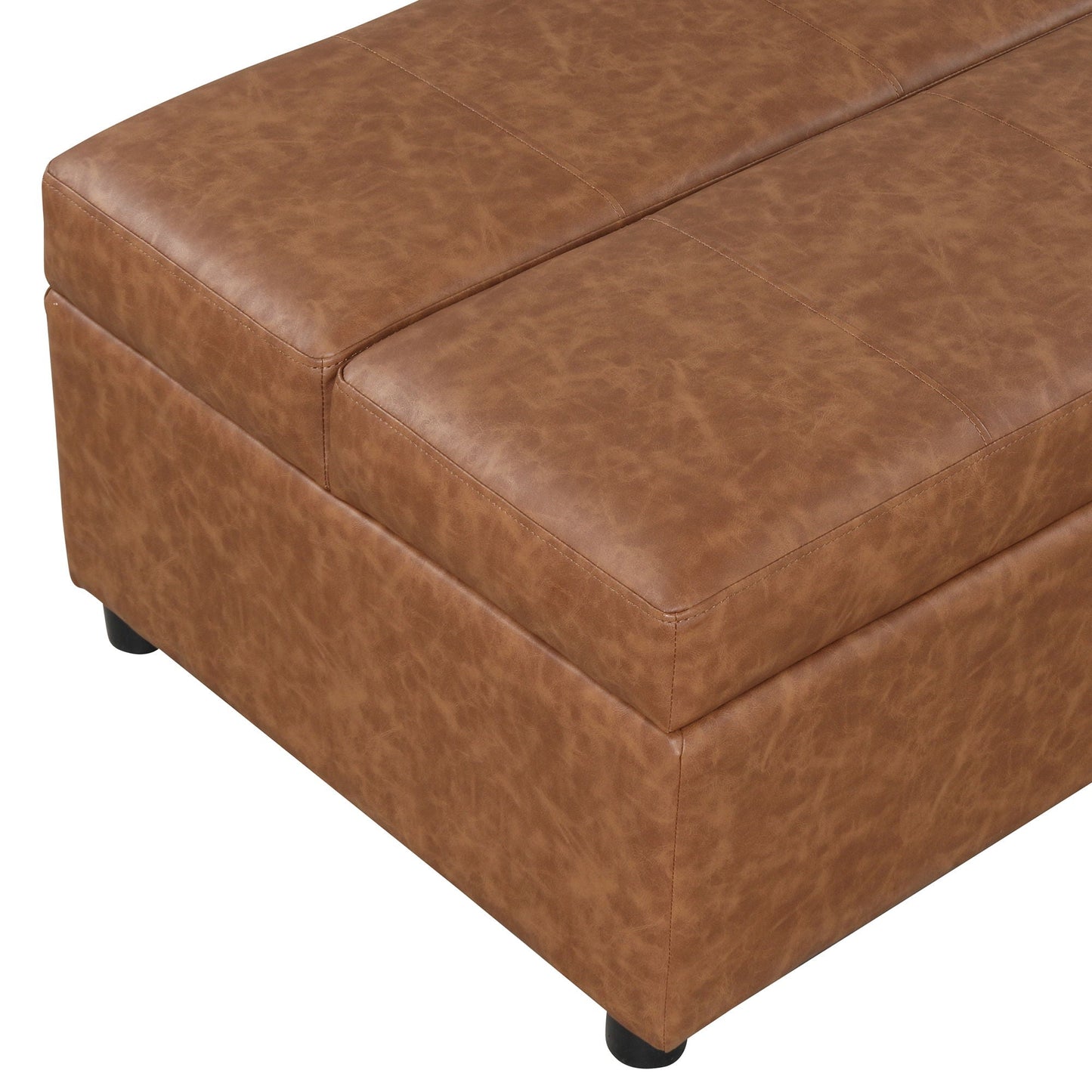 Twin folding ottoman sleeper bed in brown faux leather with stitched panels by HouseOfZazla on Tampa Home & Garden Store