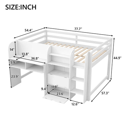 White loft bed with desk, storage cabinets, bookcase and doodle board by HouseOfZazla on Tampa Home & Garden Store