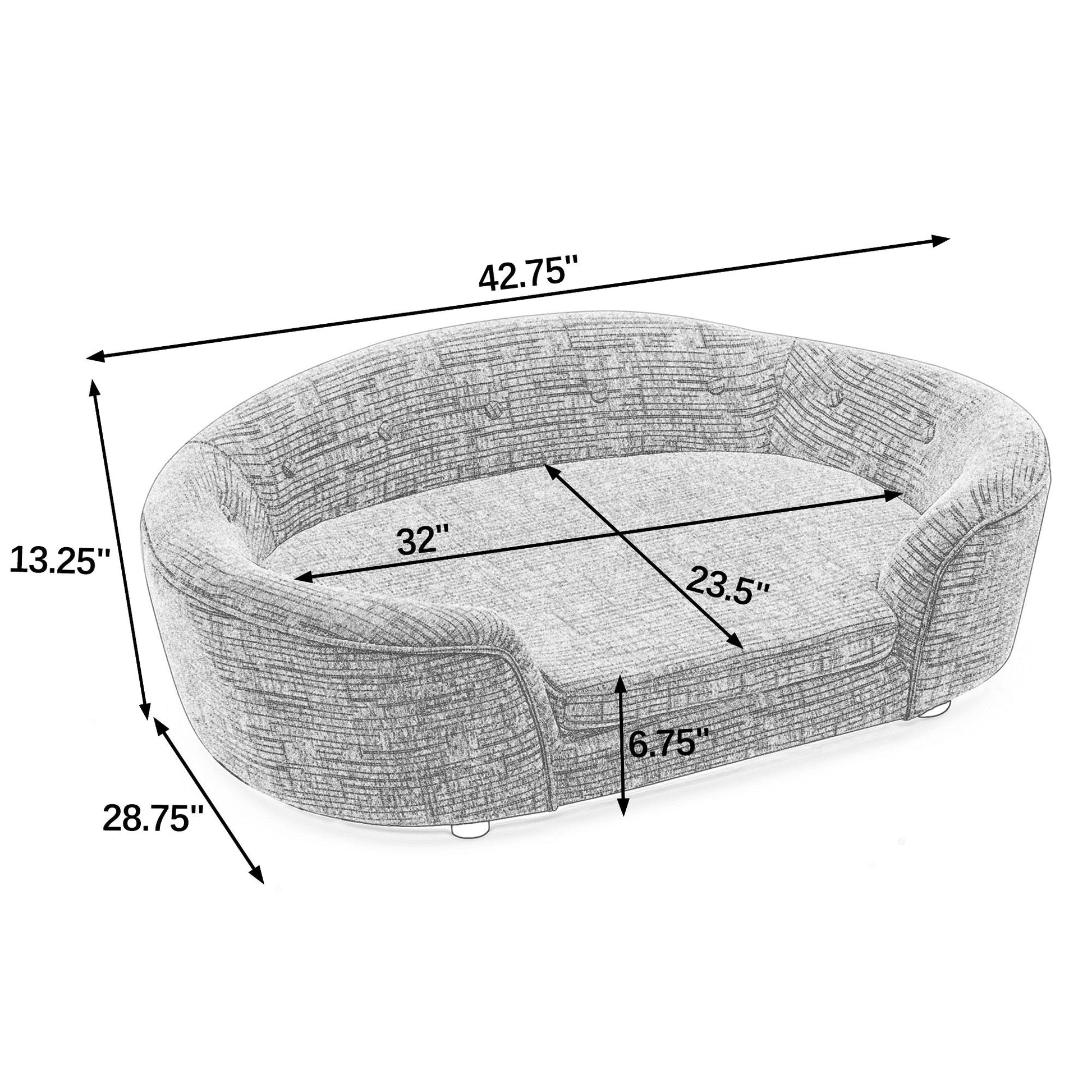 Oversized oval dog sofa bed in beige linen with button-tufted backrest on Tampa Home & Garden Store