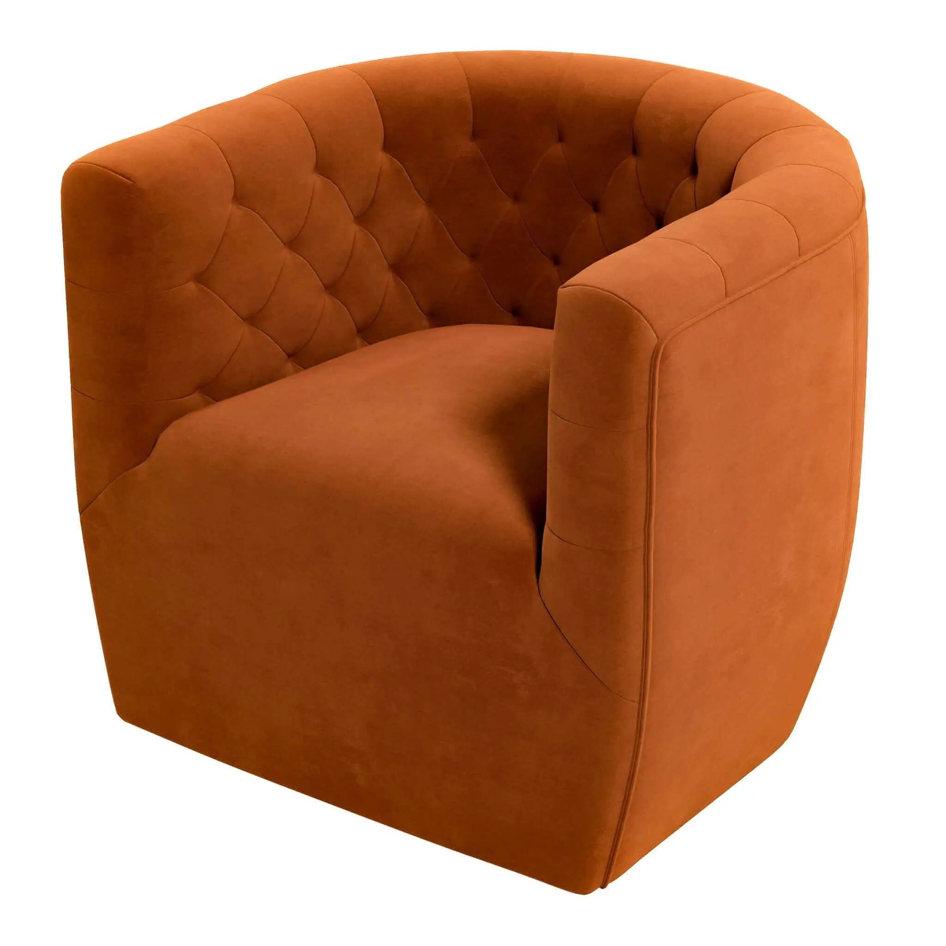 Delaney ergonomic swivel chair in warm orange tufted velvet upholstery on Tampa Home & Garden Store