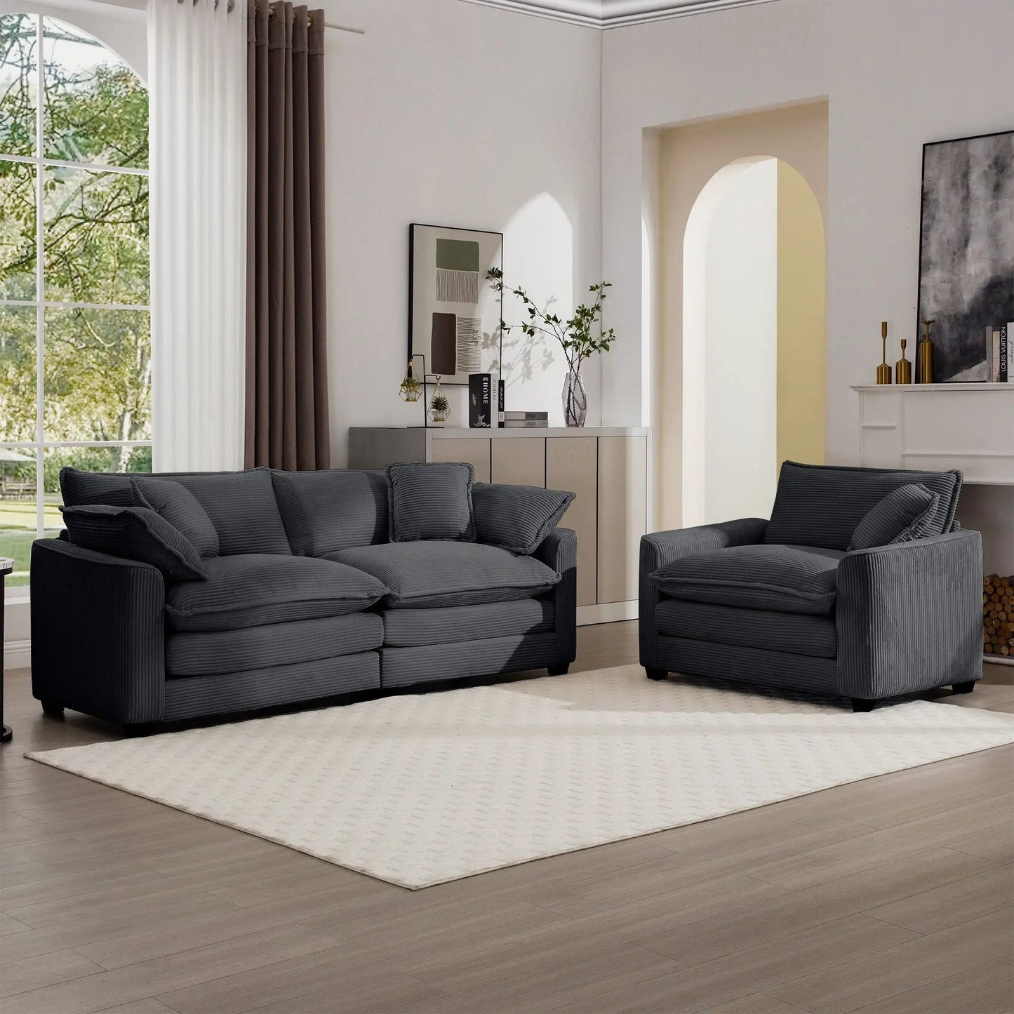 Elegant Sectional Sofa Set with Deep Seats
