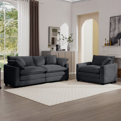 Elegant Oversized Sectional Sofa Set dark gray with deep seats, 3-piece by HouseOfZazla on Tampa Home & Garden Store