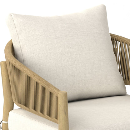 Bayshore Outdoor Conversation Chair Set of 2 with natural rope-wrapped arms and beige cushions on Tampa Home & Garden Store