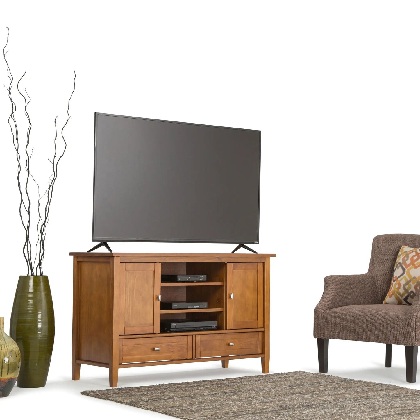 Warm Shaker Transitional TV Media Stand with open shelves by Unique Piece Furniture on Tampa Home & Garden Store