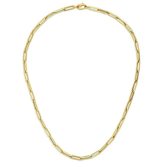 14K yellow gold bold paperclip chain necklace, 4.2 mm links, by Bids.com on Tampa Home & Garden Store