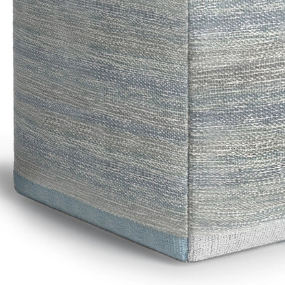 Naya Upholstered Cube Pouf blue-gray textured fabric accent piece by Unique Piece Furniture on Tampa Home & Garden Store