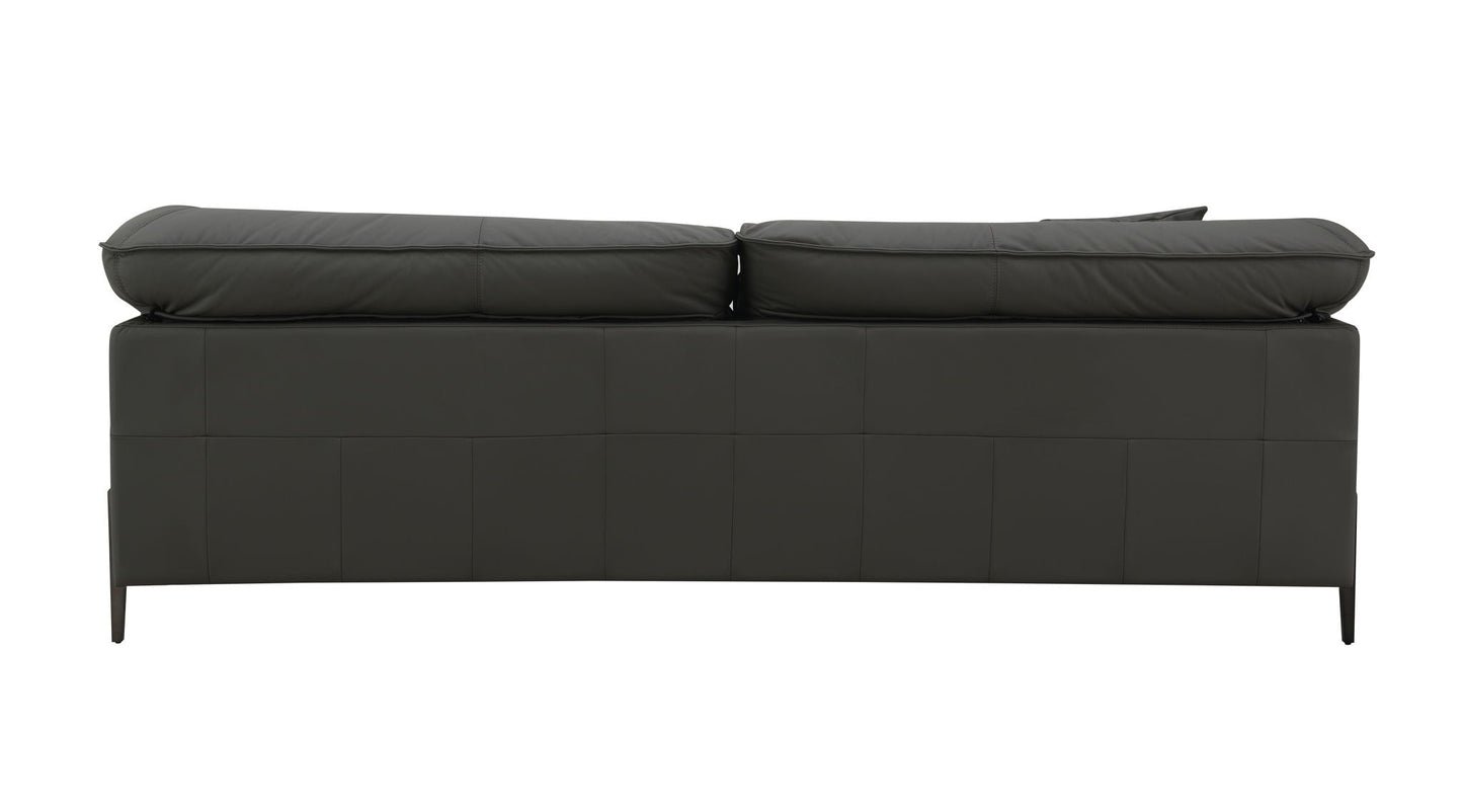 Tadi top grain leather sofa black stationary by HouseOfZazla with slim metal legs on Tampa Home & Garden Store