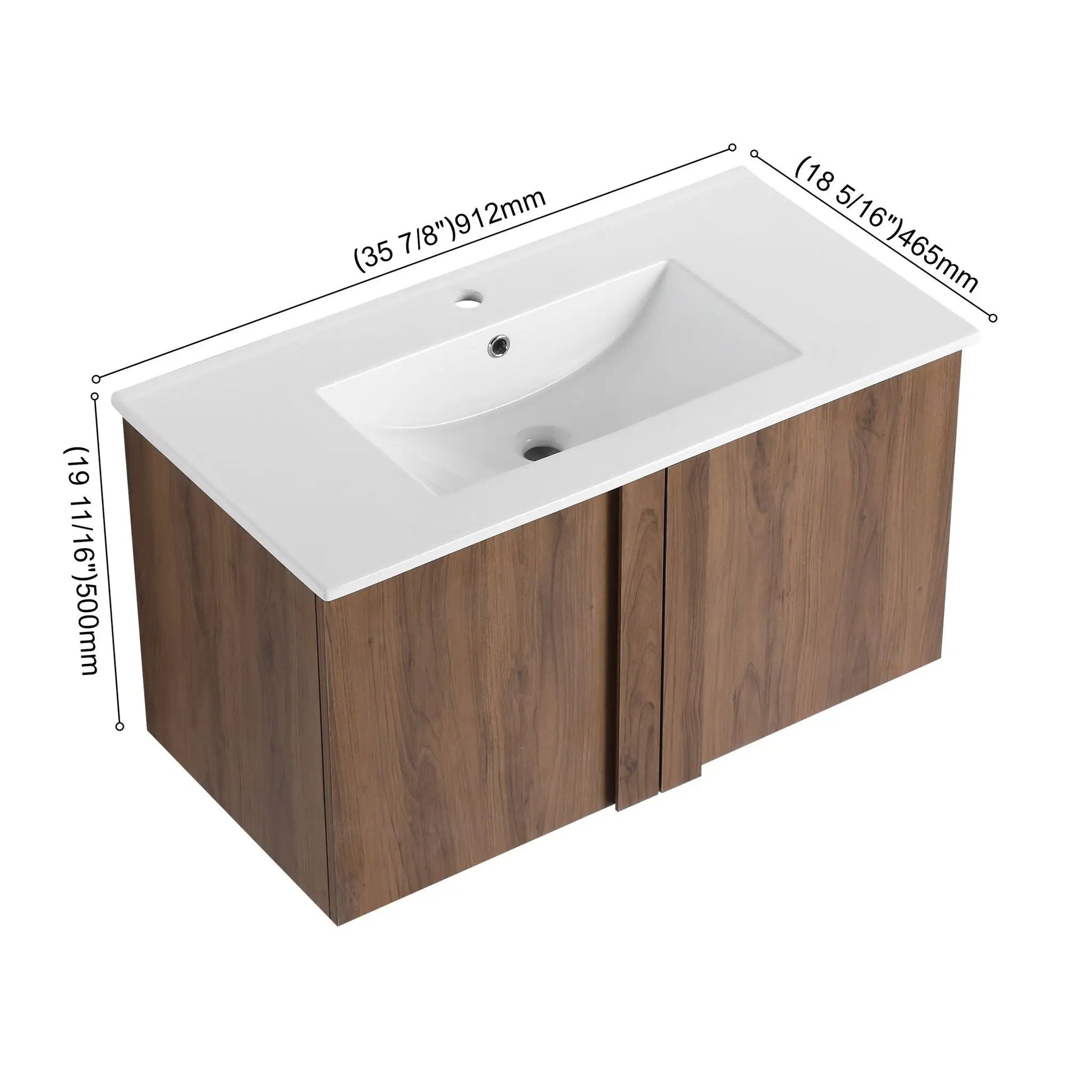 Floating bathroom vanity with sink, white countertop and wood cabinet by Unique Piece Furniture on Tampa Home & Garden Store